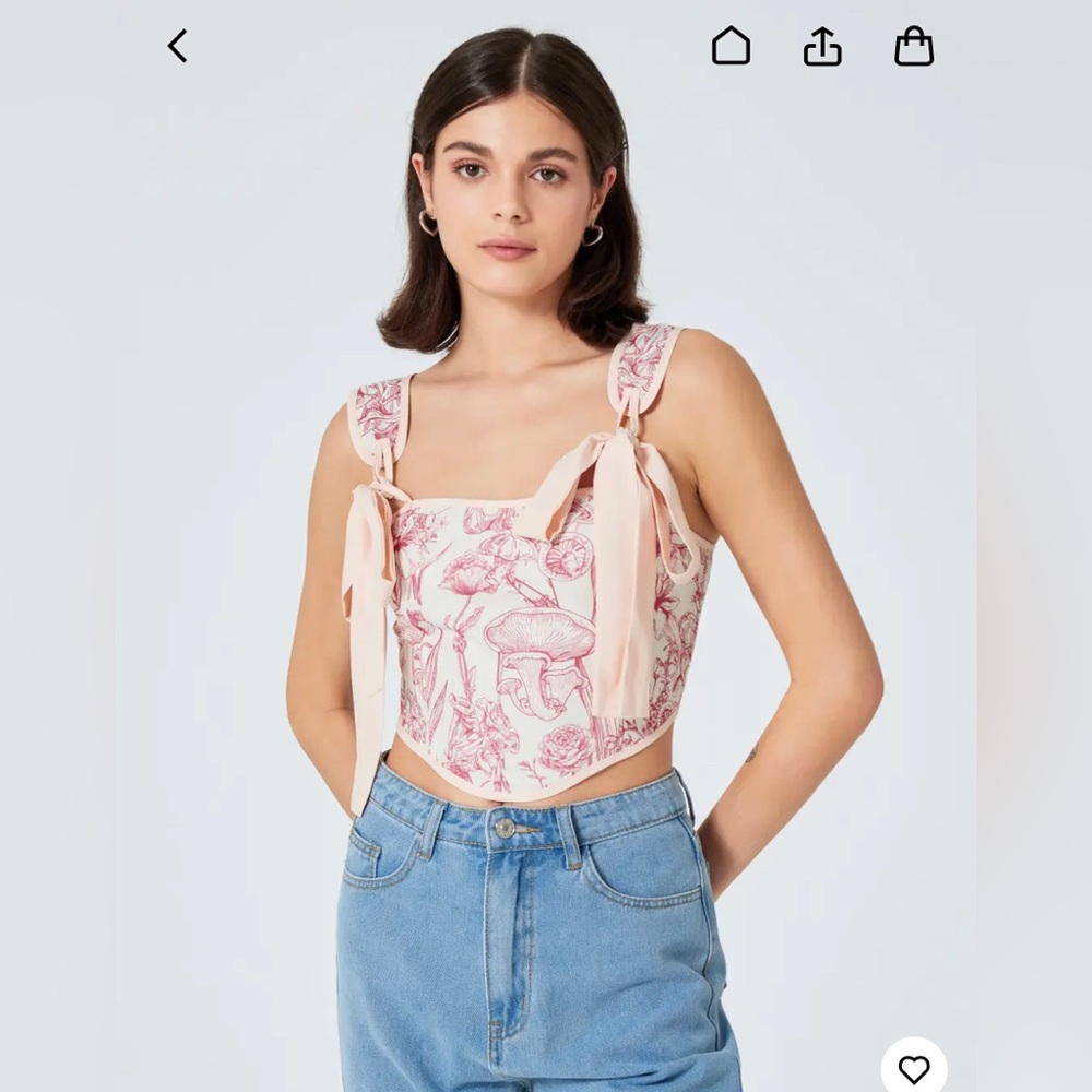 Mushroom print bow knot top!